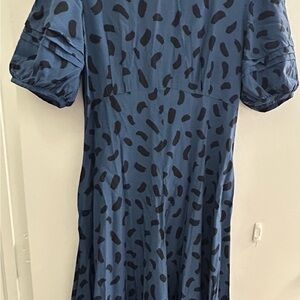 Uniqlo Blue Top with Black Abstract Design